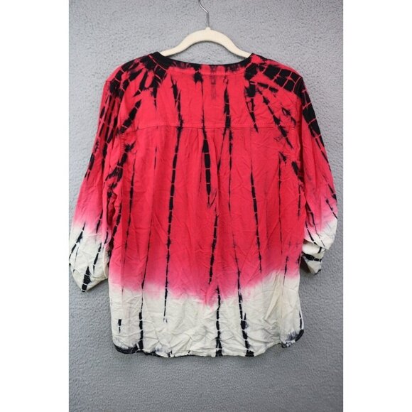Torrid Harper Tie-Dye 3/4 Roll Tabbed Sleeve Top-Size 2X-BOHO-Hippie - Picture 9 of 11